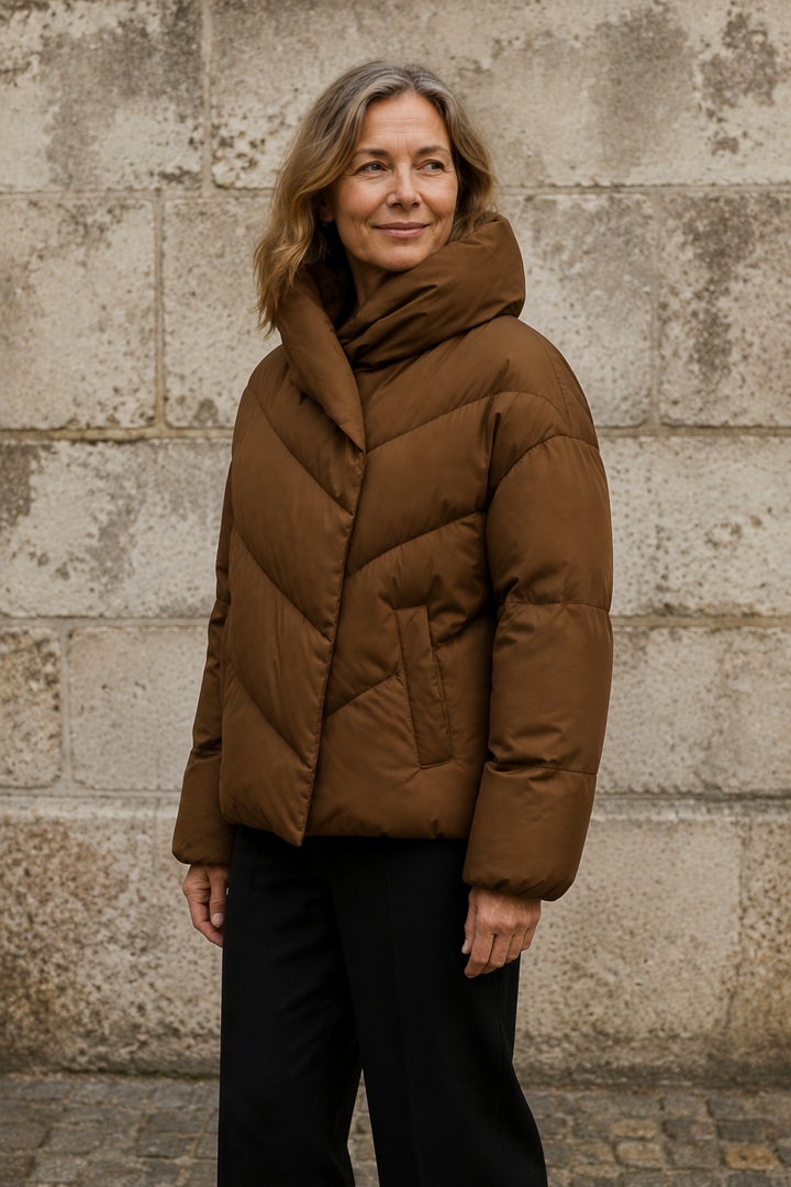 Anouk | 90% Down Cropped Puffer Jacket - Brown