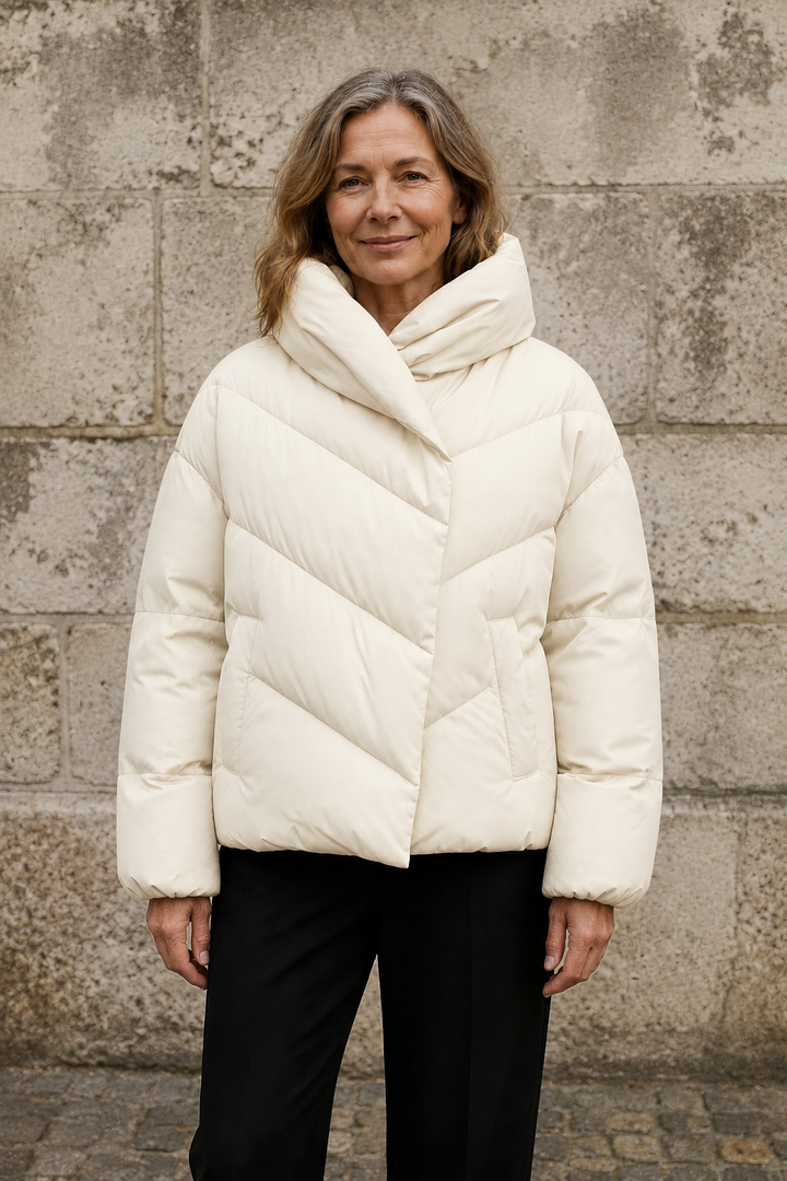 Anouk | 90% Down Cropped Puffer Jacket - Cream