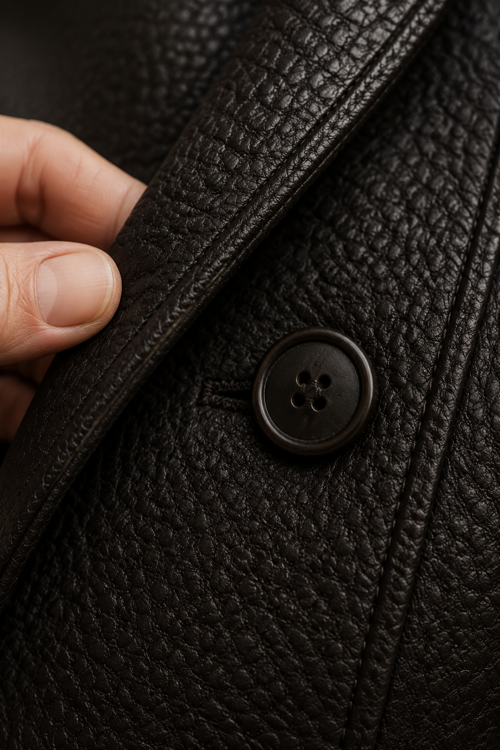 Antoinette | Lined Faux Leather Coat - fabric close-up