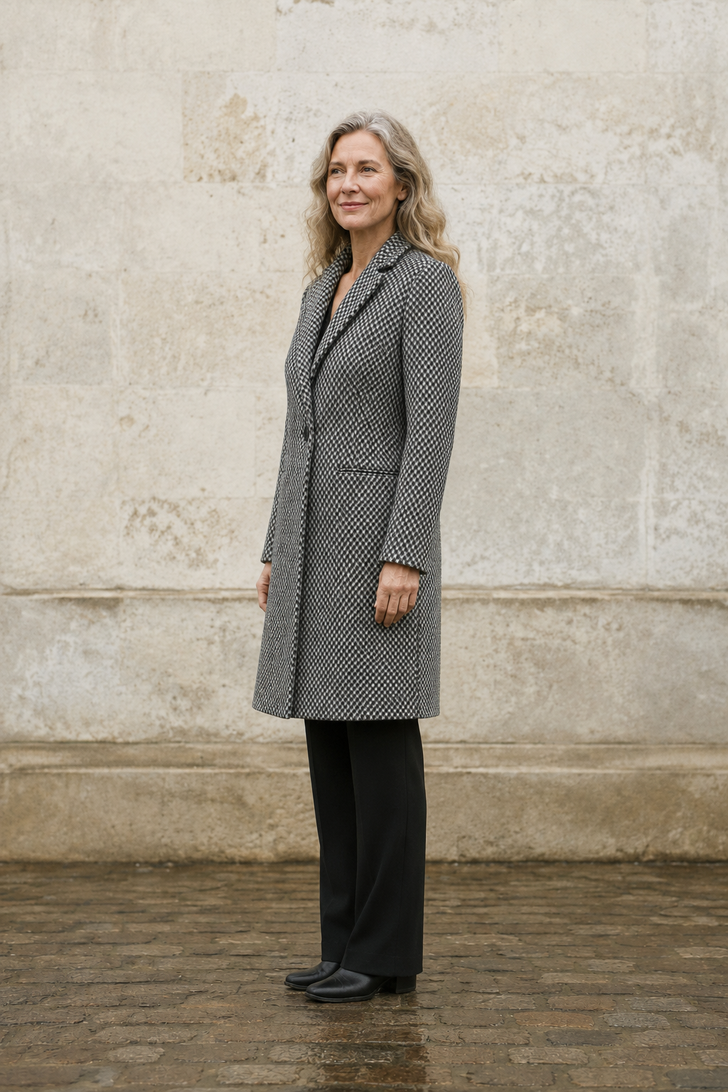 Apolline | Tailored Wool Winter Coat - Black and White