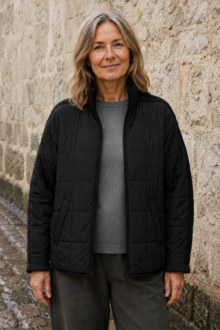 April lightweight compact puffer jacket open