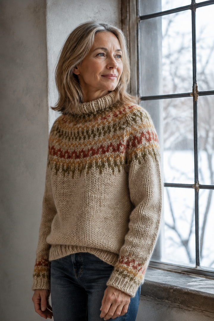 Astrid™ | Women's Nordic Sweater - Caramel
