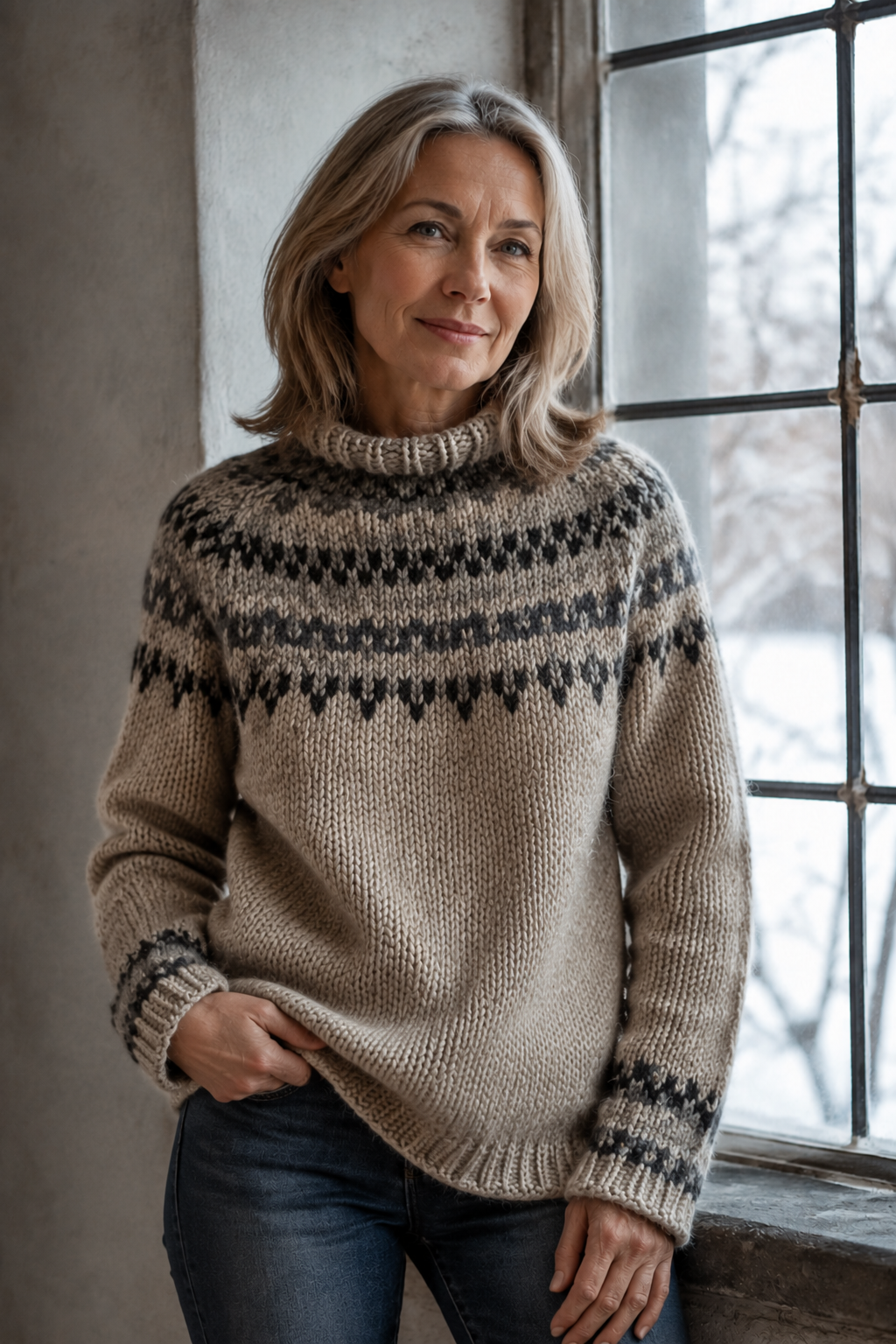 Astrid™ | Women's Nordic Sweater - Gray