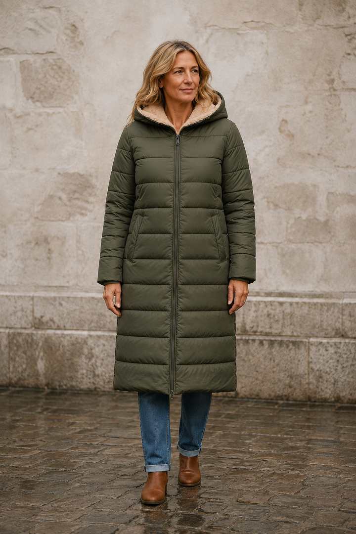 Augustine | Insulated Coat, Past the Knee - Army Green
