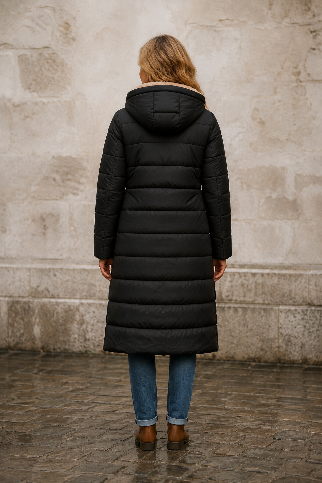 Augustine | Insulated Coat, Past the Knee - Black
