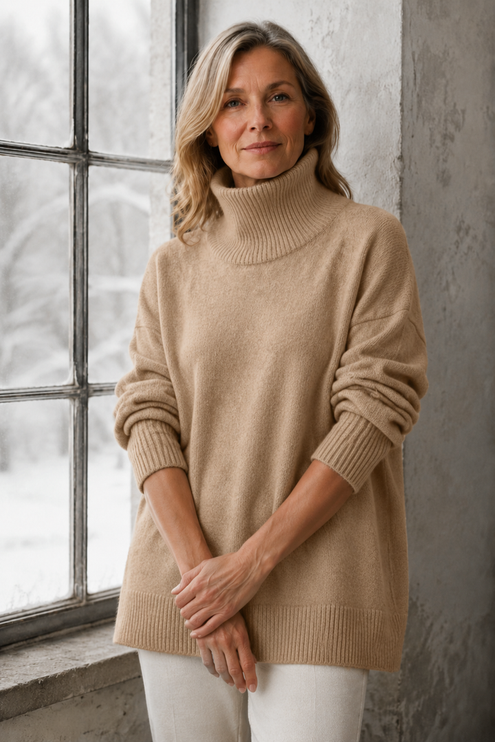 Avery™ - High Neck Pullover - Beige