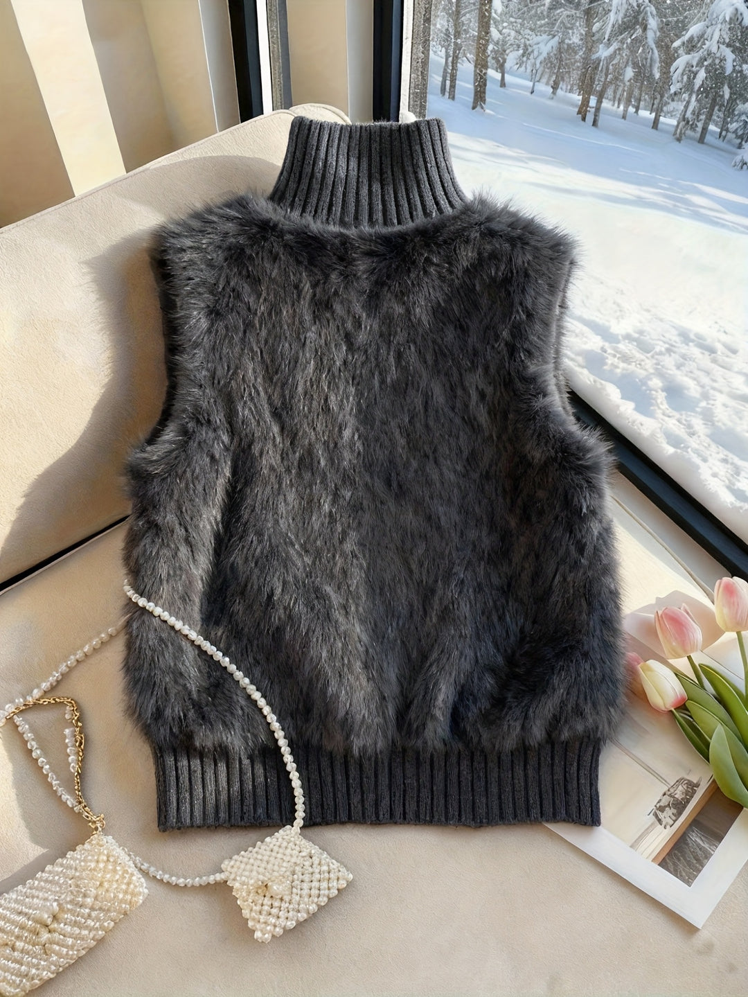 Ermeline | Faux Fur Stand Collar Vest