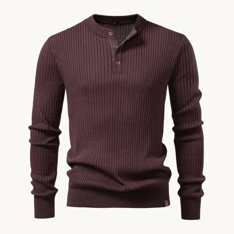 Mathieu | Ribbed Wool Henley Knit