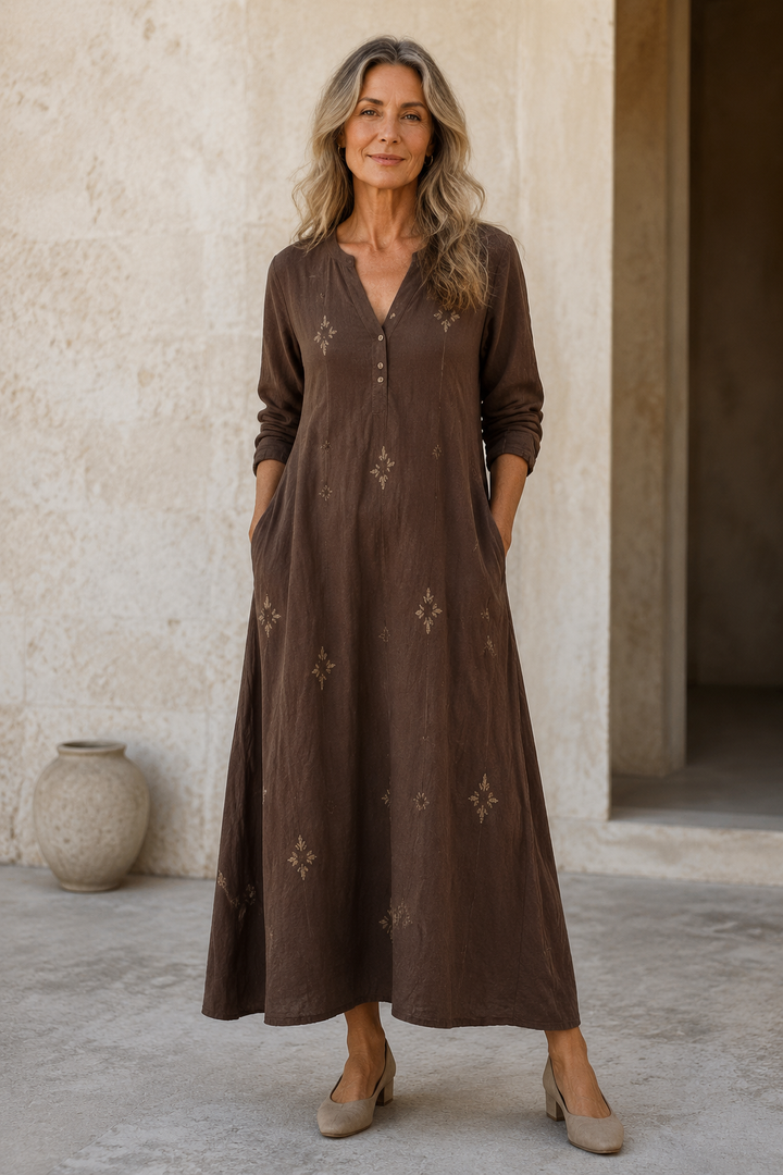 Bea | Long Sleeve Printed Shirt Dress
