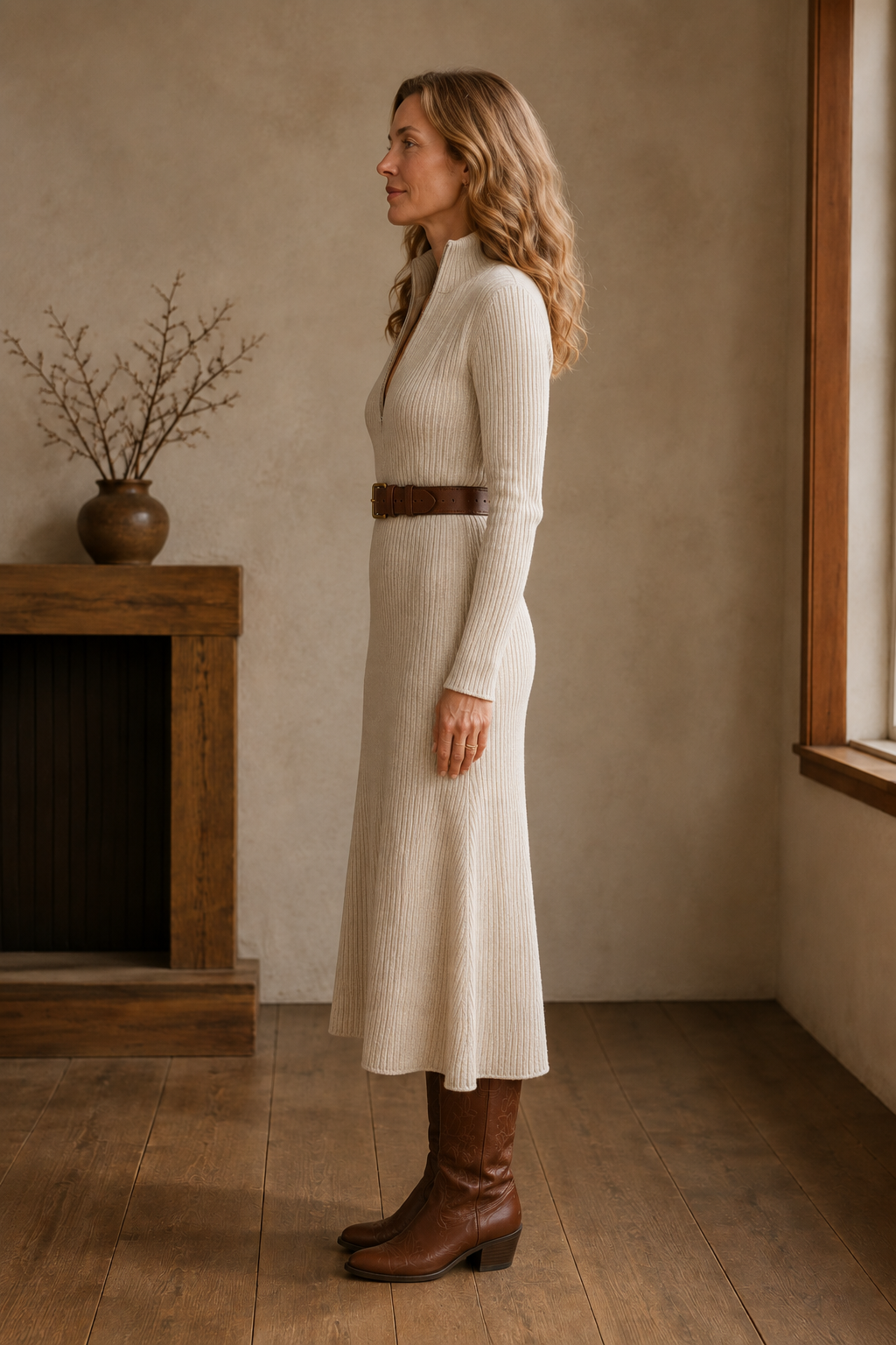 Belted Knit Midi Dress side view