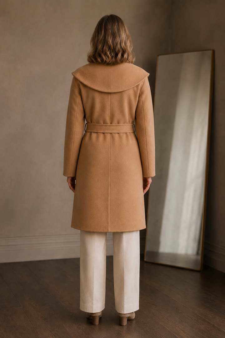 Bernadette | Cashmere Blend Hooded Coat - Camel
