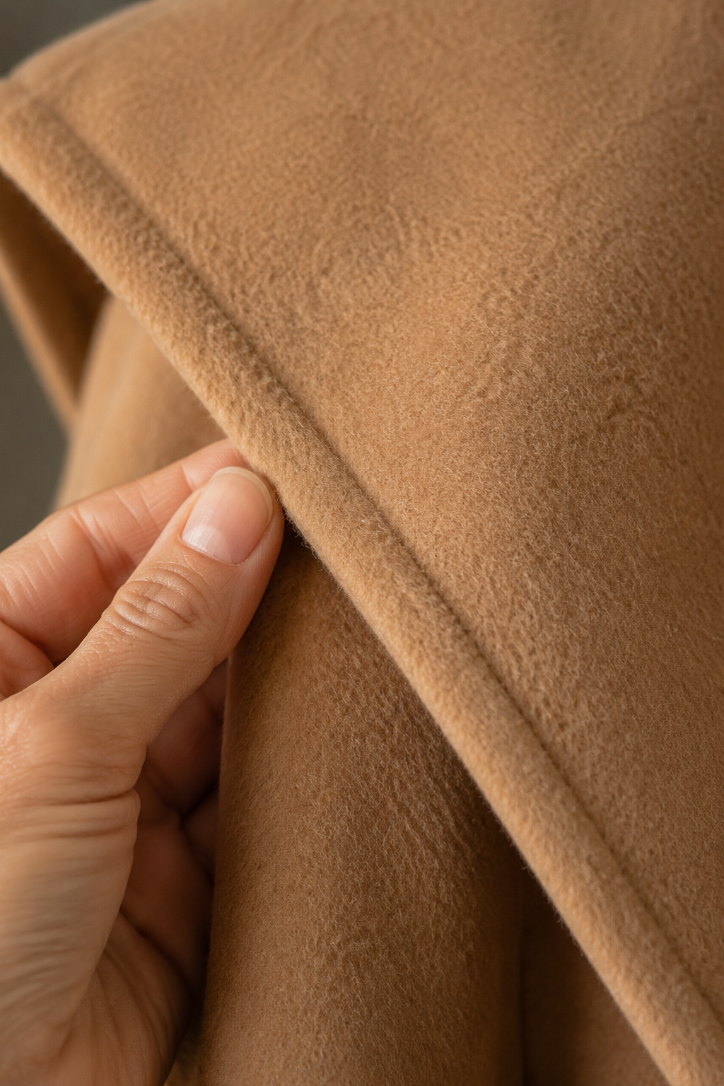 Bernadette | Cashmere Blend Hooded Coat - fabric close-up