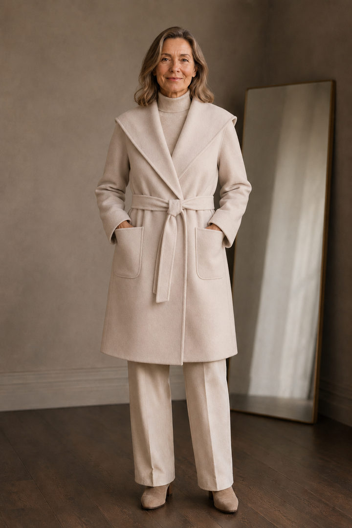 Bernadette | Cashmere Blend Hooded Coat - Ivory