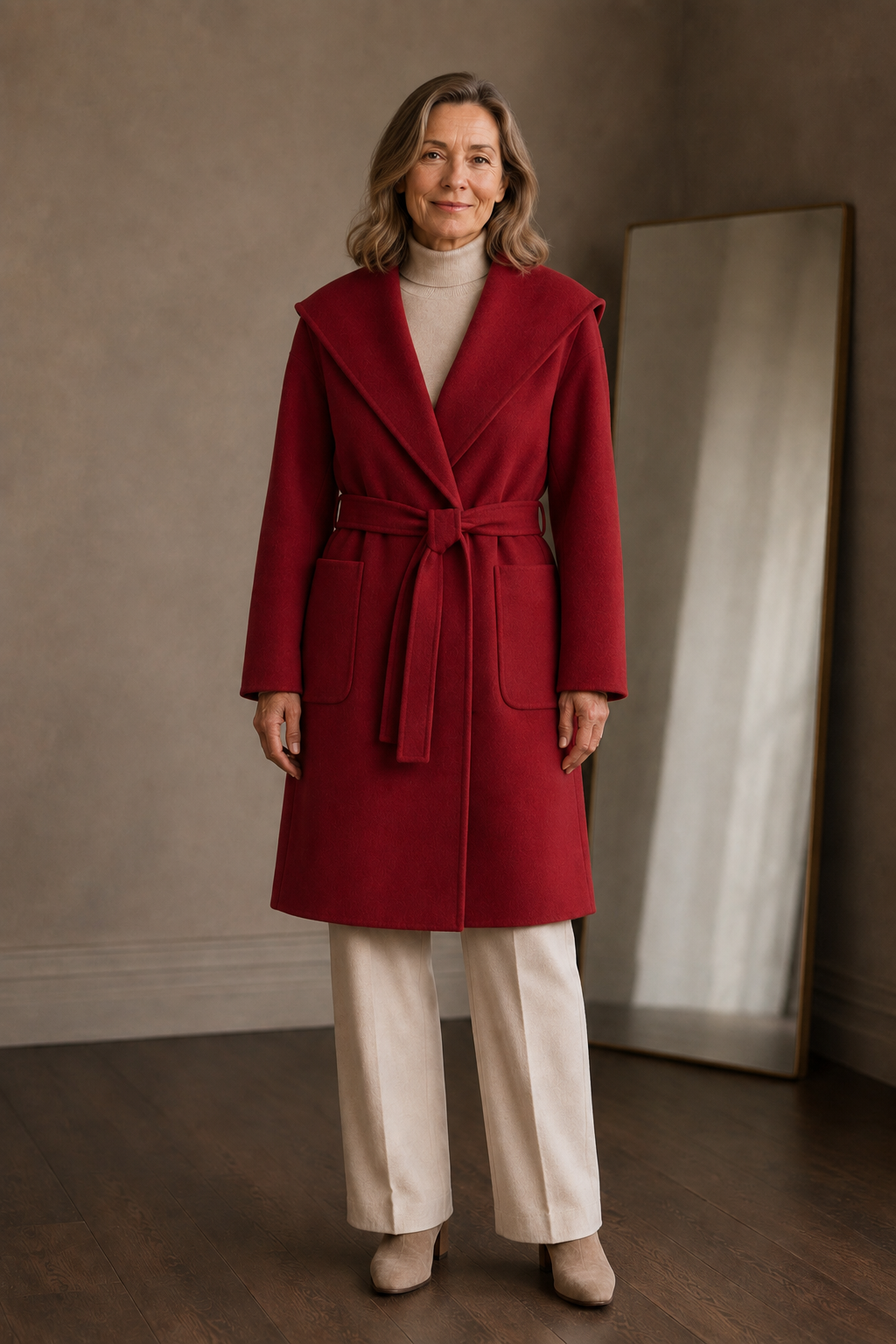 Bernadette | Cashmere Blend Hooded Coat - Red