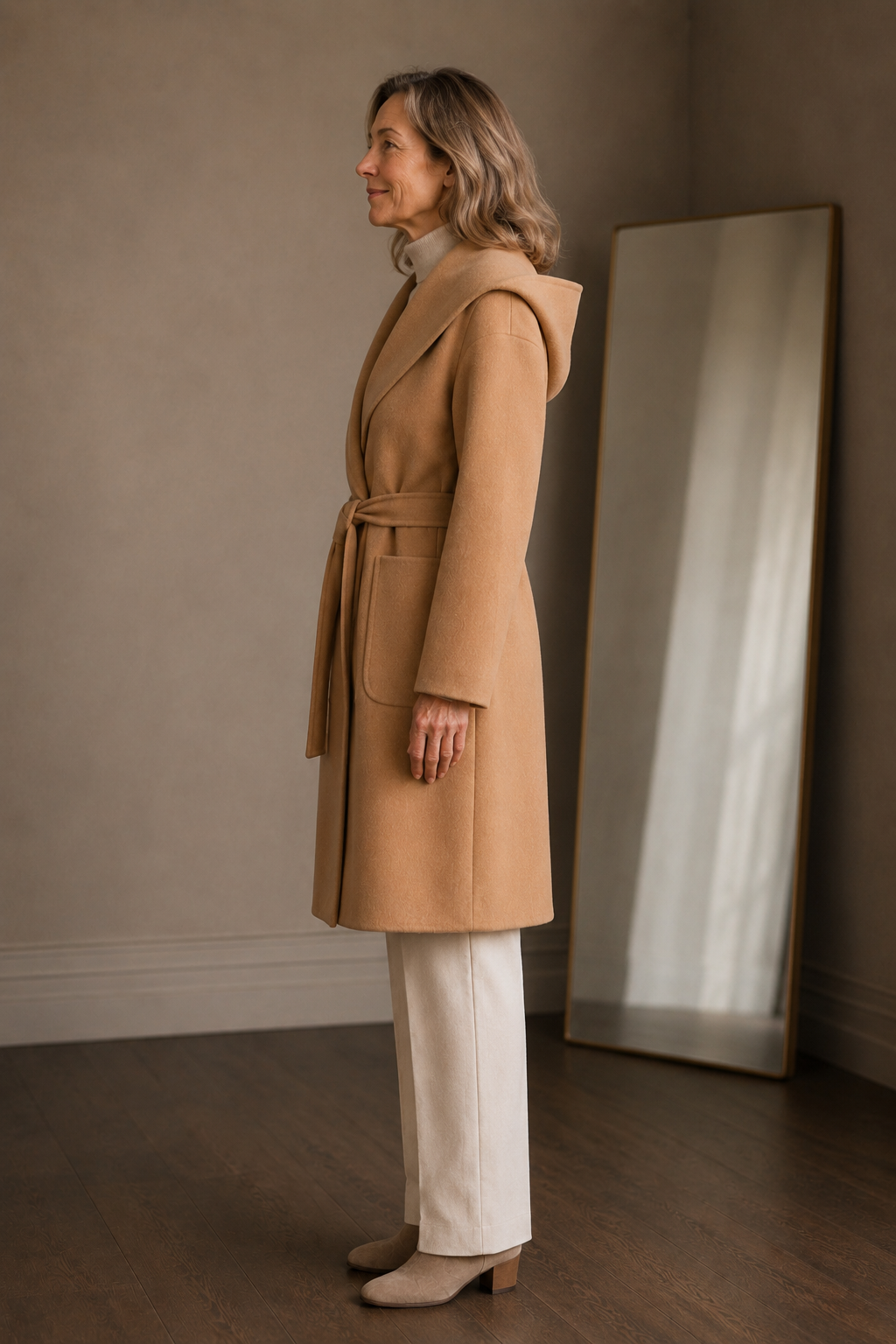 Bernadette | Cashmere Blend Hooded Coat - Camel