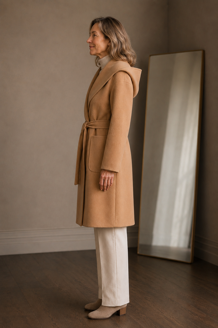 Bernadette | Cashmere Blend Hooded Coat - Camel