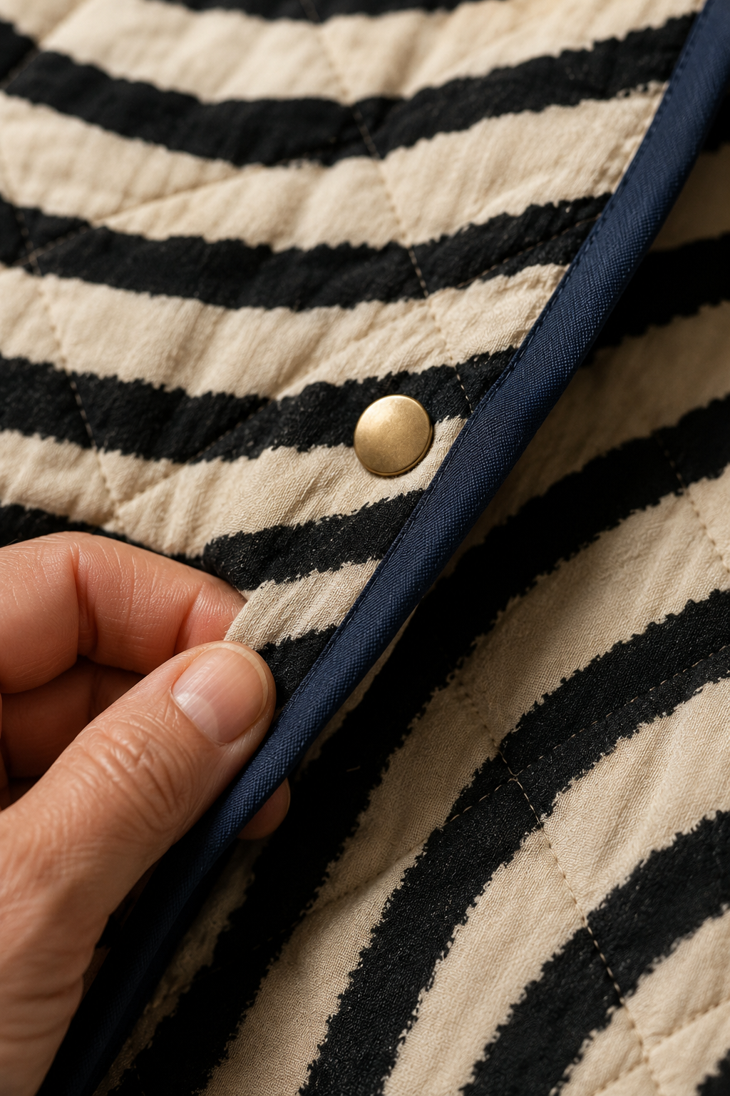 Bertrande | Quilted Circle Print Jacket - fabric close-up