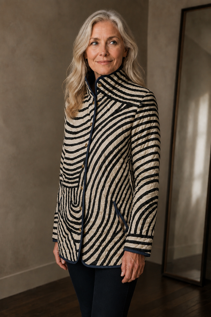 Bertrande | Quilted Circle Print Jacket - Multicolor