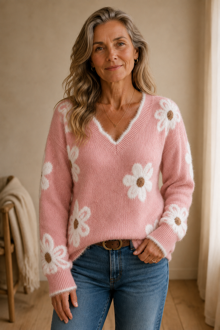 Blakely | Floral Print Sweater - Pink
