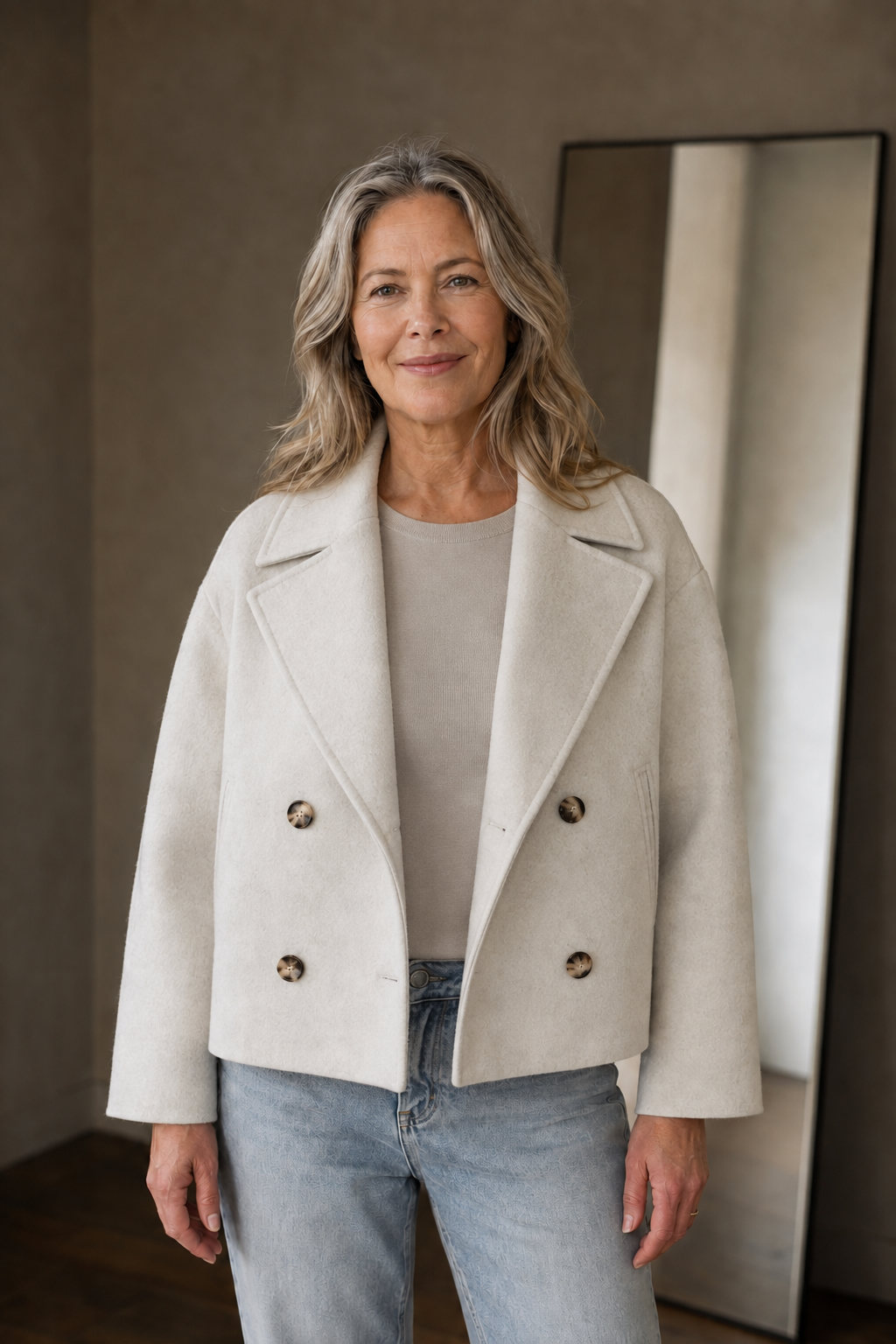 Bonnie double breasted cropped jacket open
