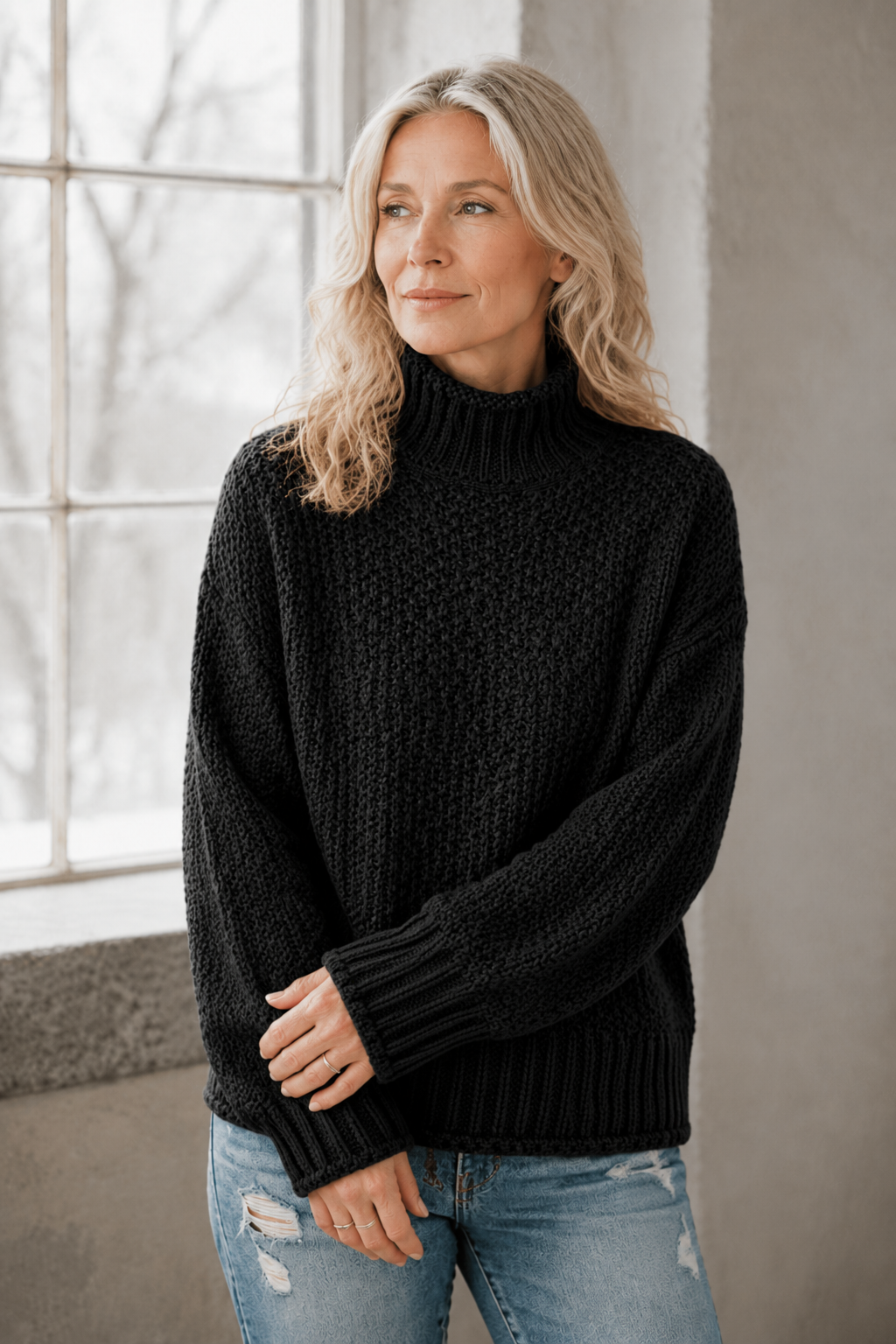 Braelyn | High Neck Pullover - Black