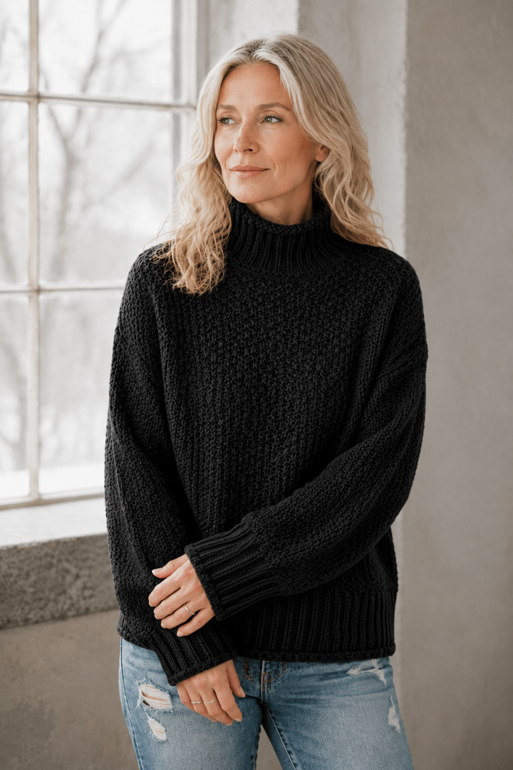 Braelyn | High Neck Pullover - Black