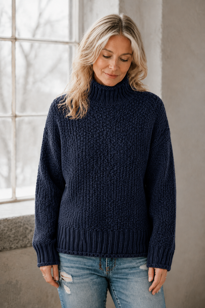 Braelyn | High Neck Pullover - Blue