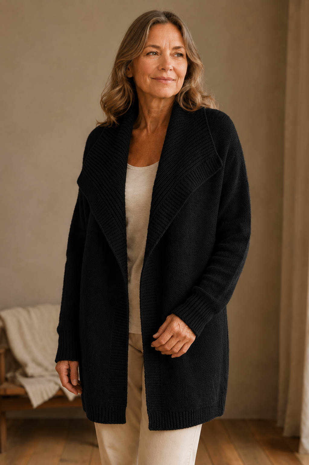 Brenda | Color Block Knit Cardigan - Black