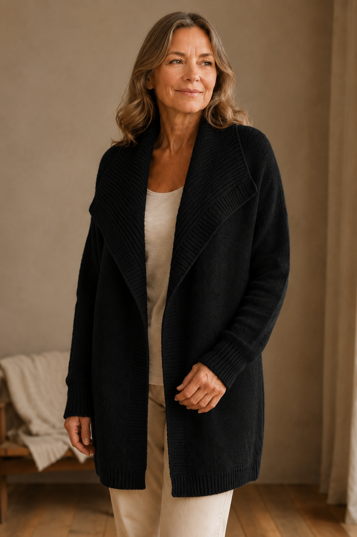 Brenda | Color Block Knit Cardigan - Black