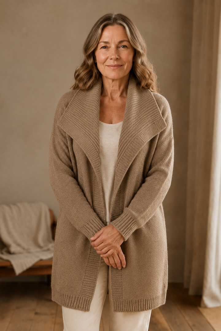 Brenda | Color Block Knit Cardigan - Khaki