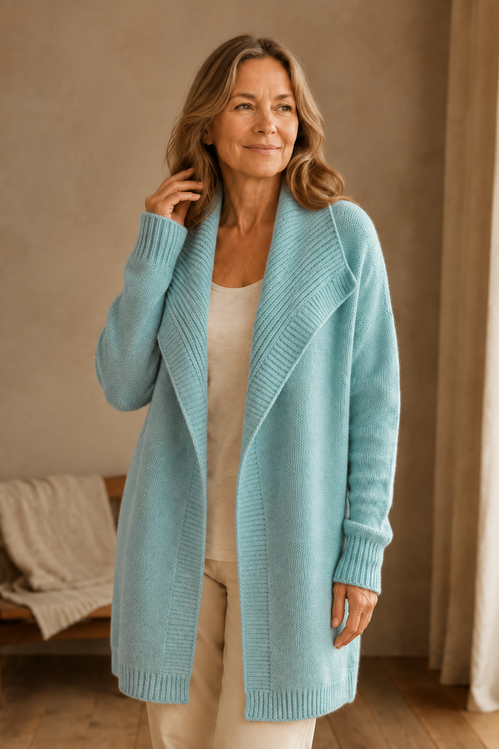 Brenda | Color Block Knit Cardigan - Light Blue
