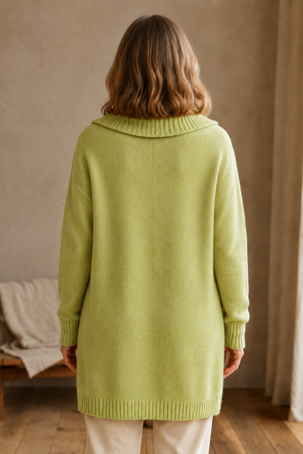Brenda | Color Block Knit Cardigan - Light Green