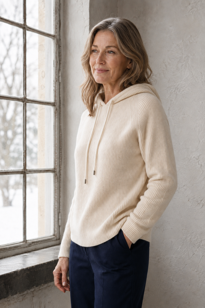 Bridget | Classic Drawstring Hoodie - White