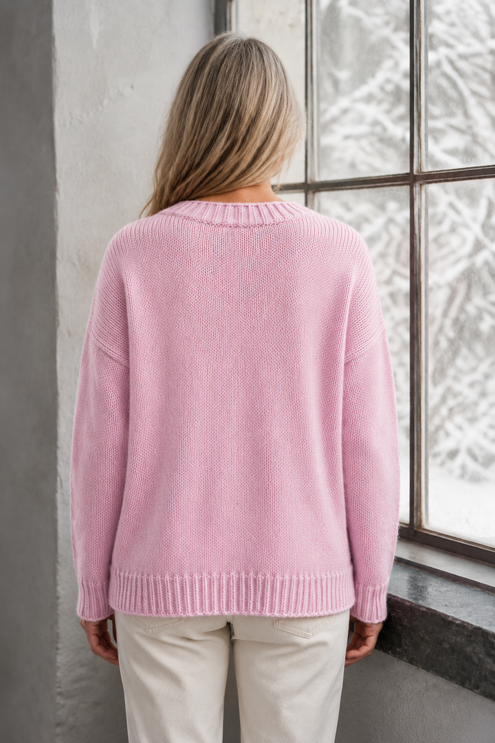 Brooklyn | Dragonfly Print V-Neck Sweater - Pink