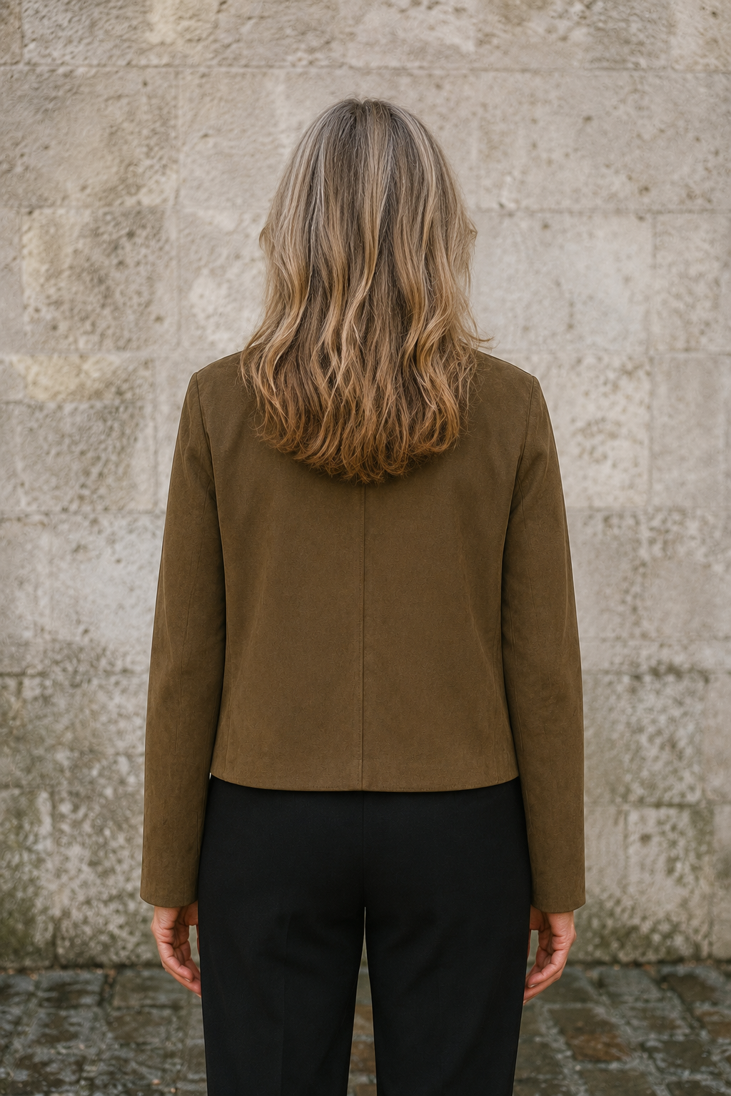 Brushed Cropped Single Breasted Jacket - Brown