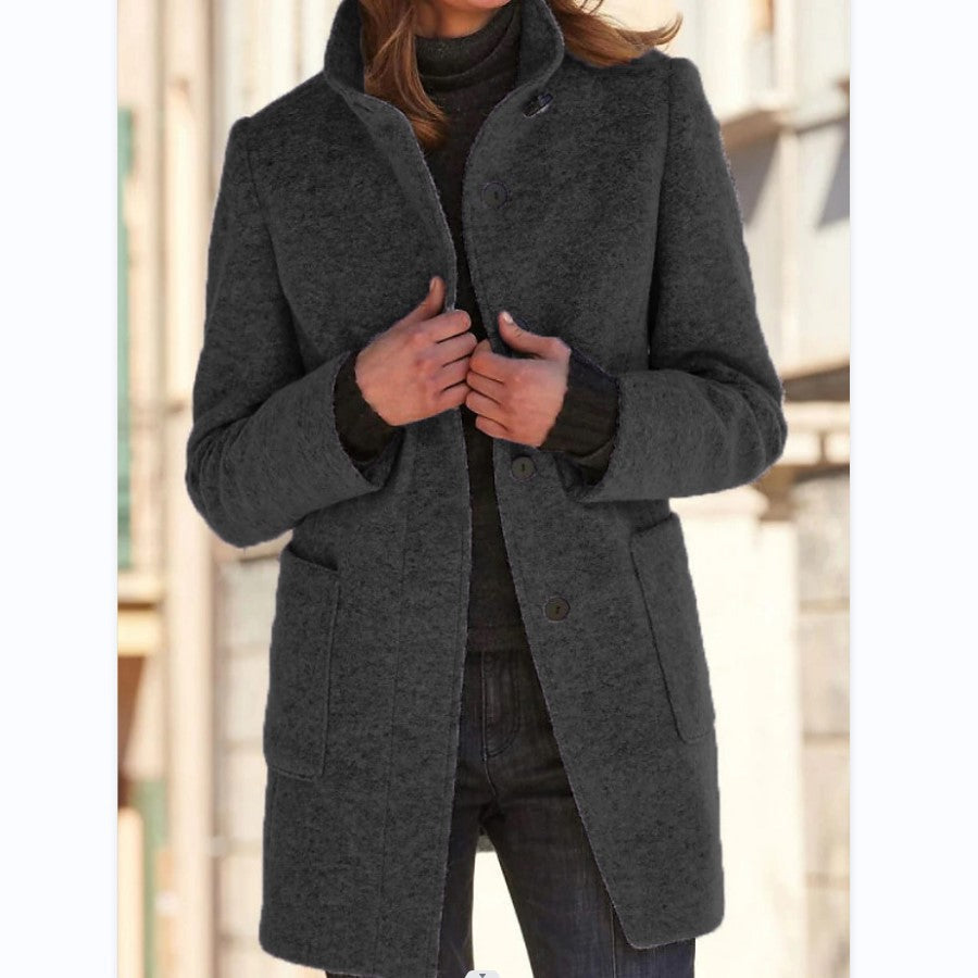 Léontine | Wool Funnel Neck Overcoat