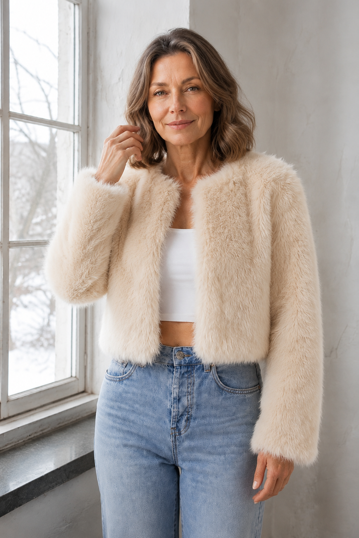 Camille Laurent | Luxe Faux Fur Jacket For Women - Apricot