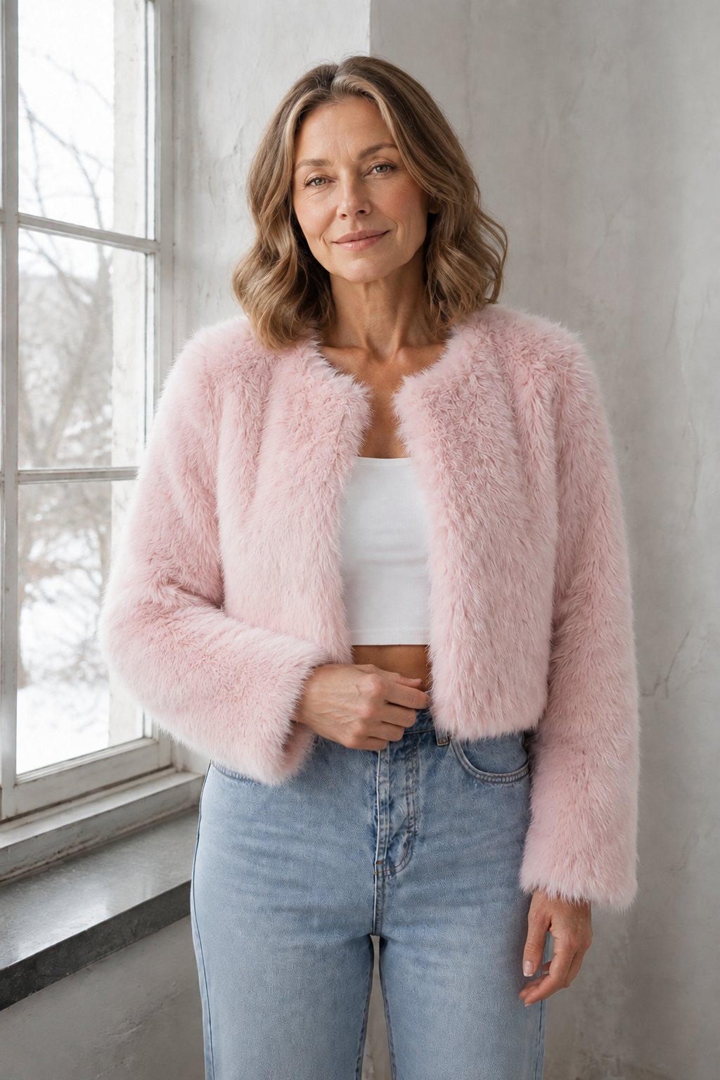 Camille Laurent | Luxe Faux Fur Jacket For Women - Pink