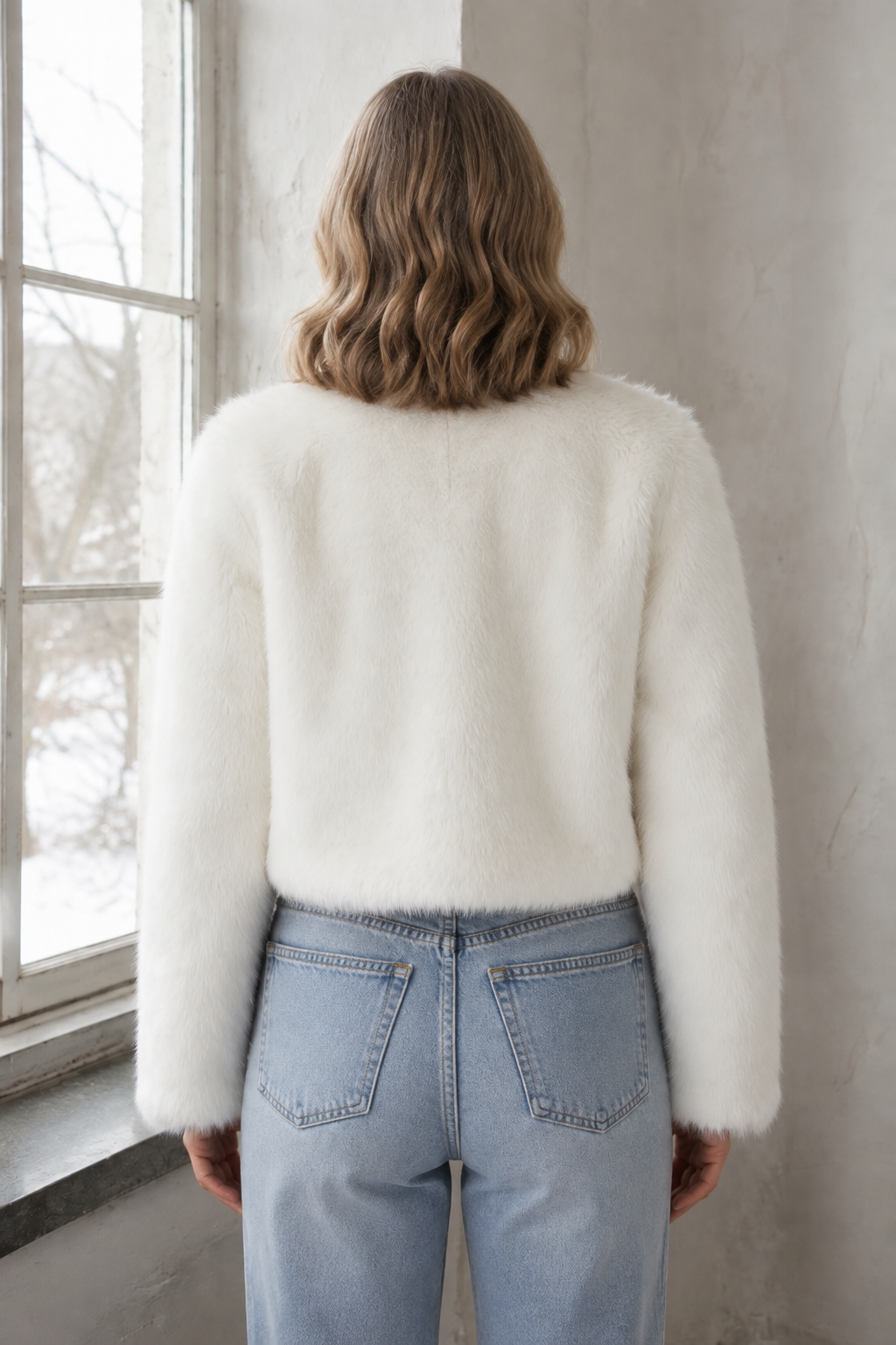 Camille Laurent | Luxe Faux Fur Jacket For Women - White