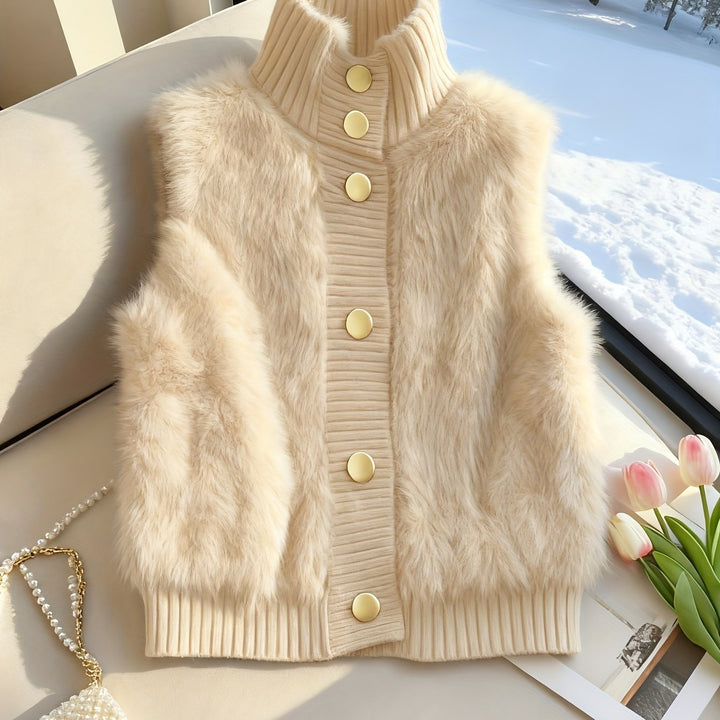 Ermeline | Faux Fur Stand Collar Vest