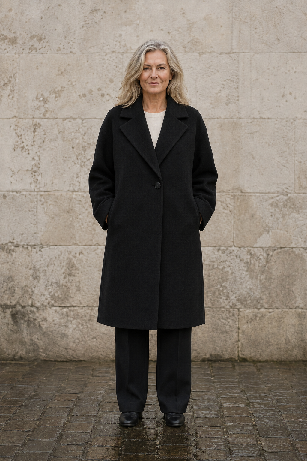 Célestine | Relaxed Wool Overcoat - Black