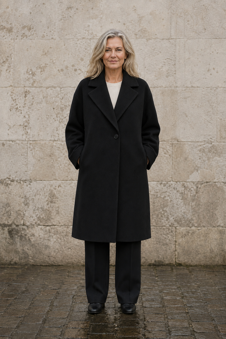 Célestine | Relaxed Wool Overcoat - Black