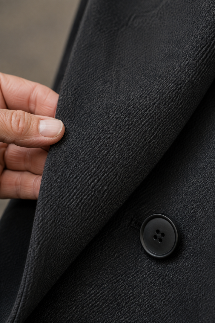 Célestine | Relaxed Wool Overcoat - fabric close-up