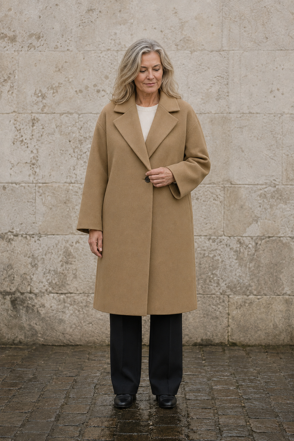 Célestine | Relaxed Wool Overcoat - Khaki