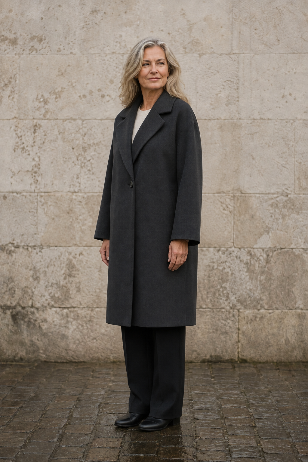 Célestine | Relaxed Wool Overcoat - Blue