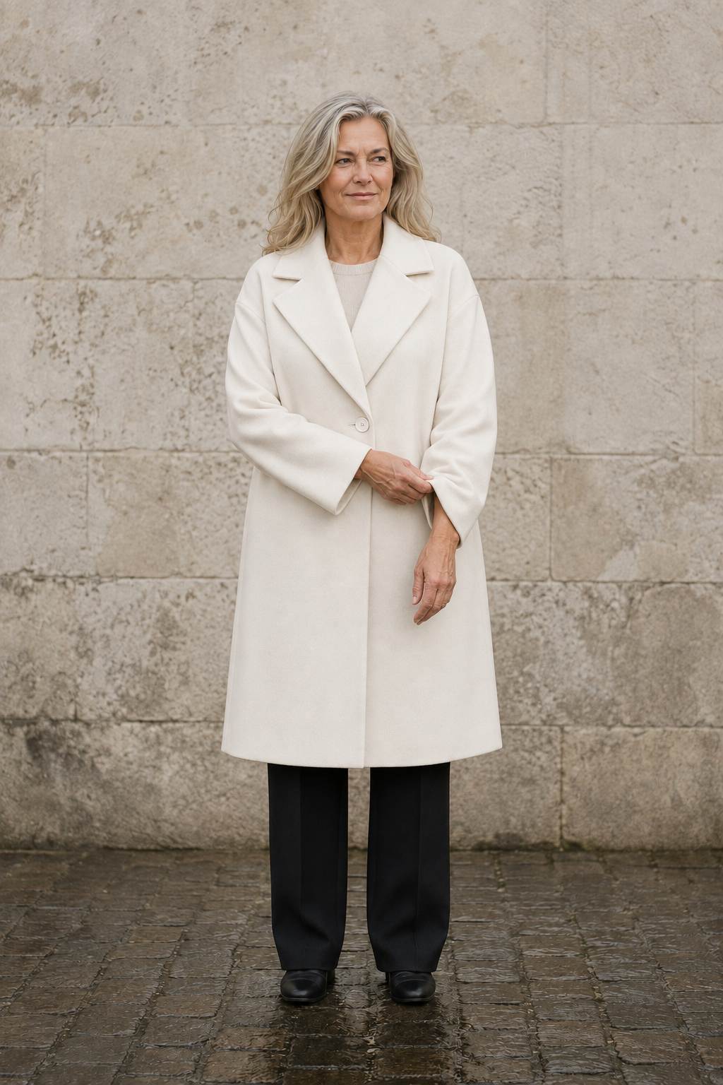 Célestine | Relaxed Wool Overcoat - White