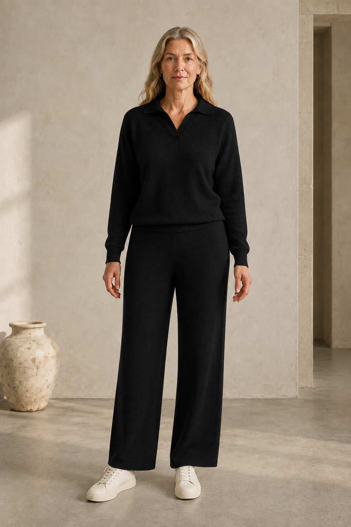 Charline | Cashmere Blend Knit Two Piece - Black