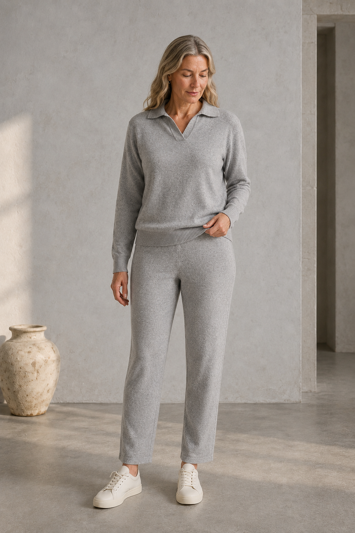 Charline | Cashmere Blend Knit Two Piece - Grey