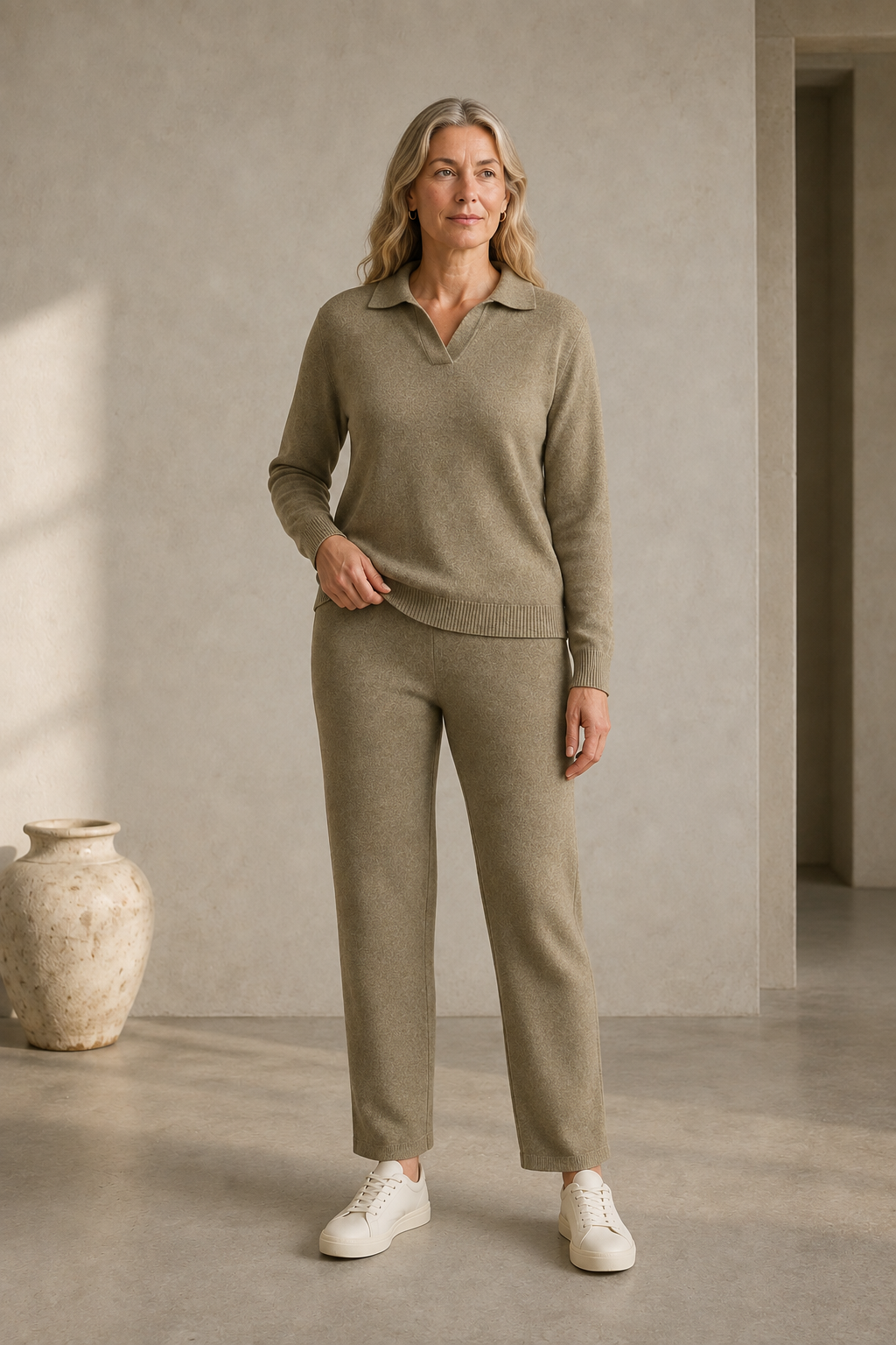 Charline | Cashmere Blend Knit Two Piece - Khaki