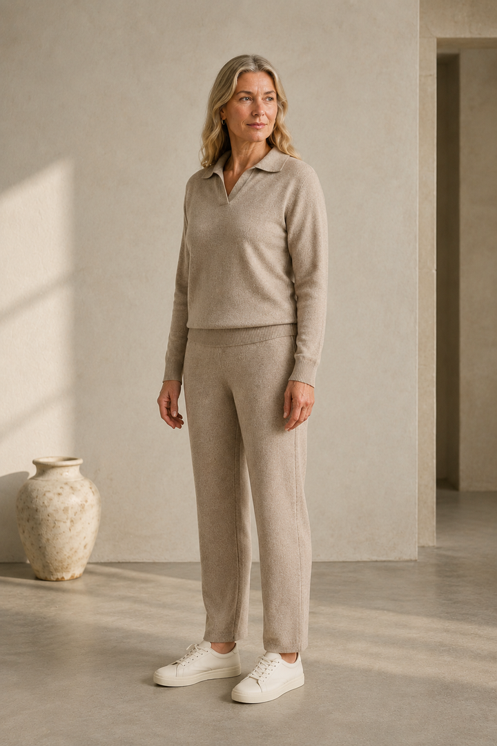 Charline | Cashmere Blend Knit Two Piece - Camel